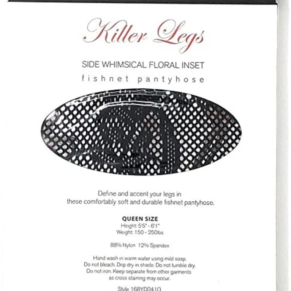 Queen Side Whimsical Floral Inset Fishnet Tights NEW Killer Legs - Picture 3 of 3